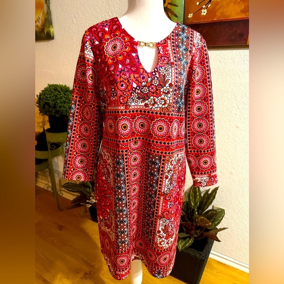 Neiman Marcus multicolor pull on midi dress size 8 - Picture 9 of 13